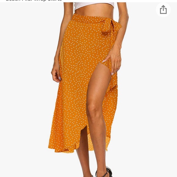 NWT Yellow Polka Dot Wrap Skirt - Picture 1 of 3